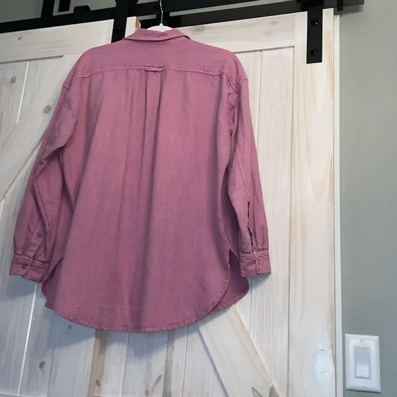 Anthropologie Pilco S Pink Oversized Cotton Linen Button Down Blouse Worn Once - Picture 5 of 13